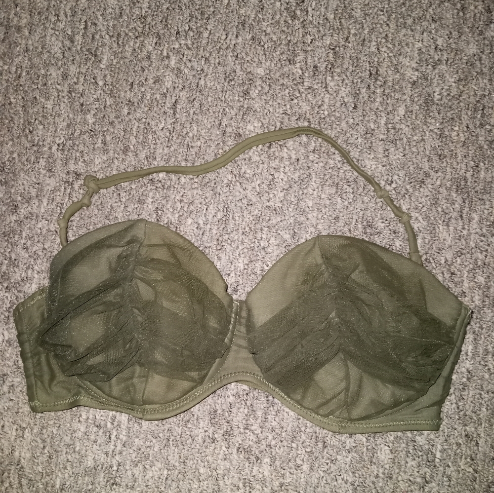 Attention olive mesh bikini swim top size large